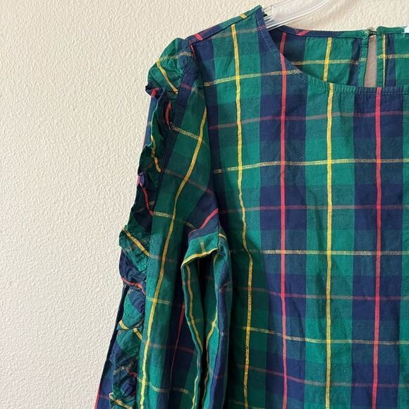 Crown & Ivy Plaid Ruffle Trim Top - Picture 2 of 8